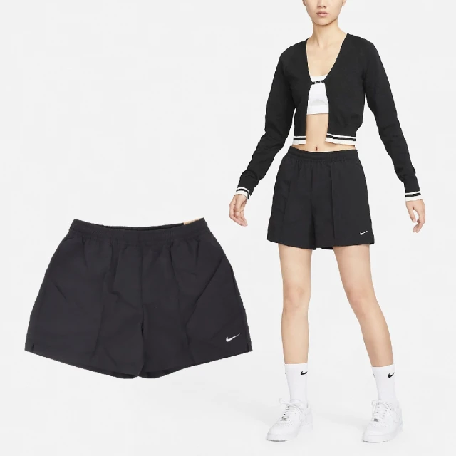 NIKE 耐吉 短褲 NSW Everything Shorts 女款 黑 白 中腰 抽繩 運動褲 褲子(FV6623-010)