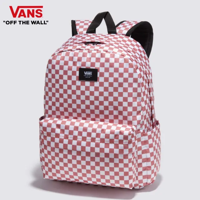 【VANS 官方旗艦】Old Skool Checker 男女款玫瑰色棋盤格後背包