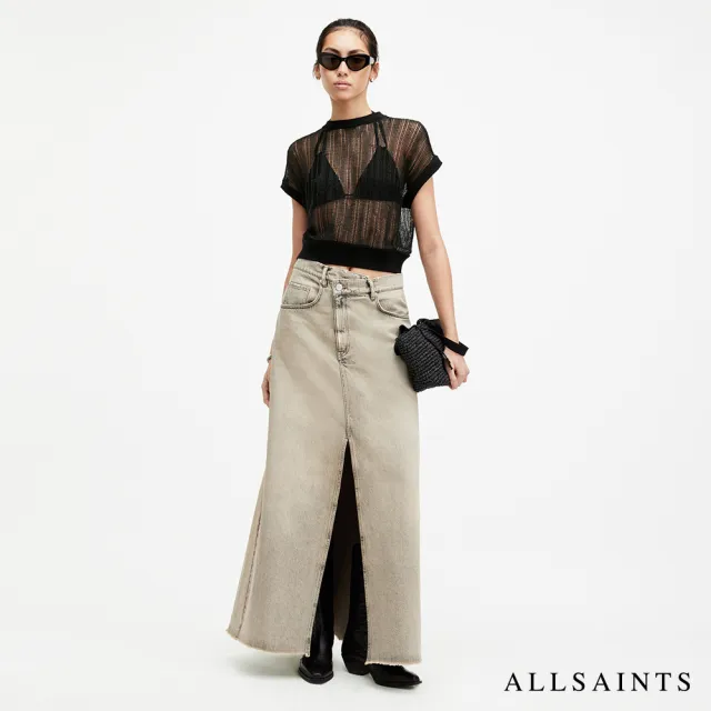 【ALLSAINTS】GIANA 金屬落肩透膚背心-黑 W026JA(舒適版型)