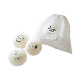 【SNOOPY 史努比】100%羊毛烘衣球 3顆/盒(附收納袋)