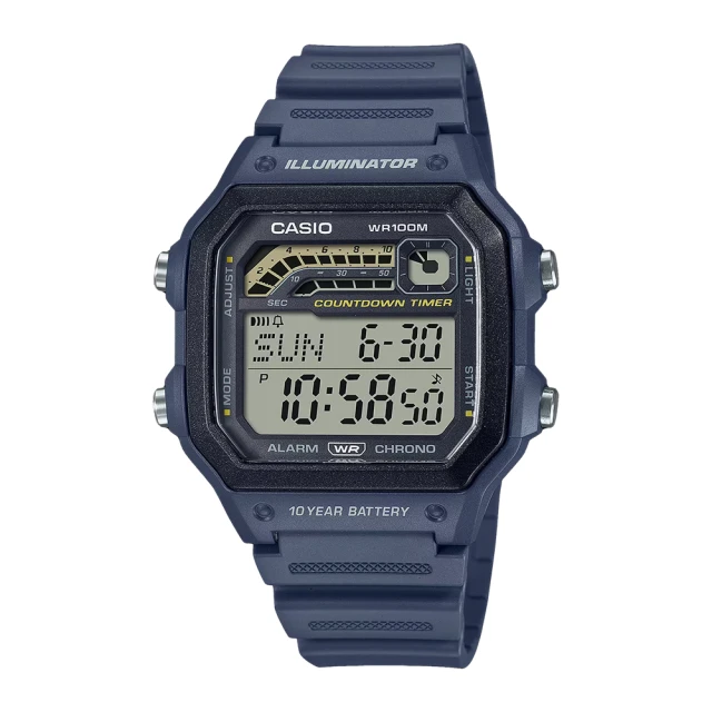 CASIO 卡西歐 數位男錶 多功能計時器 定時器 LED照明 防水100米 WS-1600H(WS-1600H-2A)