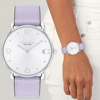【COACH】官方授權經銷商 Elliot 簡約大數字面盤腕錶-36mm/紫皮帶 畢業 禮物(14504286)