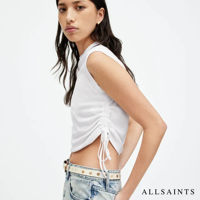 【ALLSAINTS】SONNY 純棉修身抽繩背心-白 W025JA(修身版型)