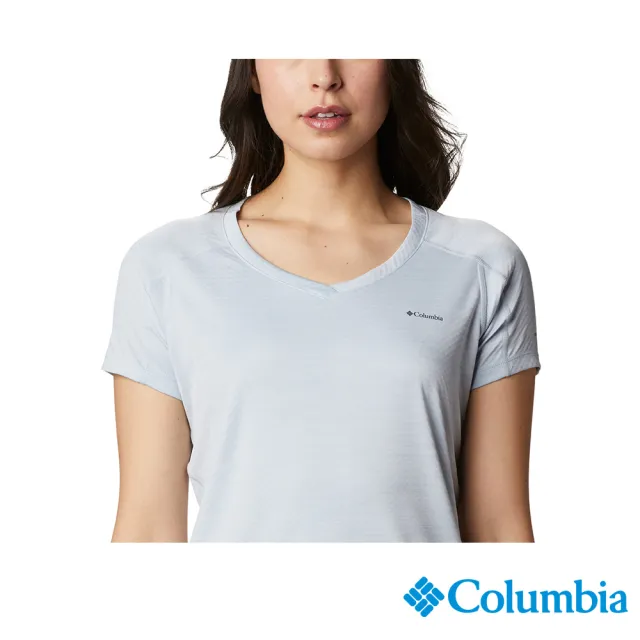 【Columbia 哥倫比亞 官方旗艦】女款-Zero Rules™涼感快排短袖上衣-灰藍(UAR69140GL/IS)