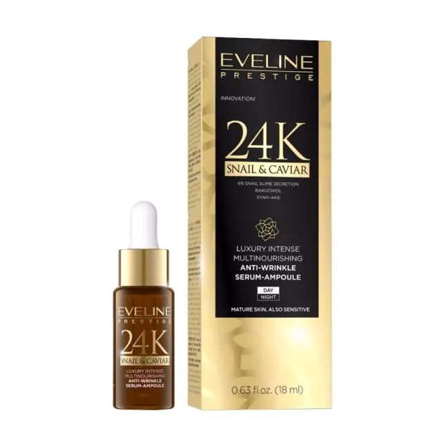 【Eveline Cosmetics】頂奢 24K蝸牛魚子醬 全效修護精華液 18ml(波蘭原裝)