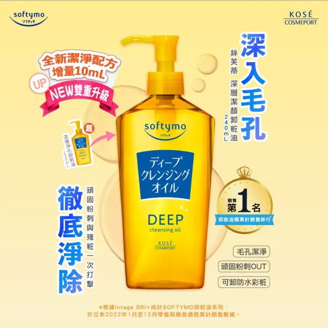 【KOSE SOFTYMO 絲芙蒂】卸妝油 2024全新升級 240ml(乾濕兩用/深層潔顏/兩款可選)