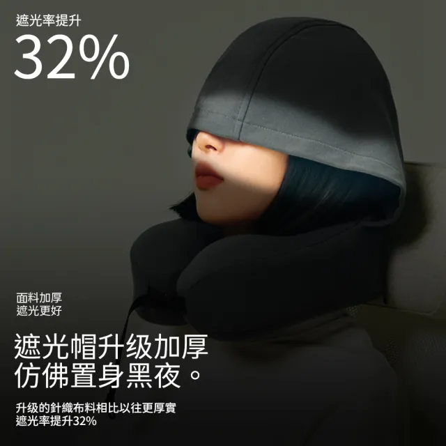 【青鳥家居】覺輕鬆蝸牛便攜記憶棉帶帽頸枕(旅行枕/U型枕/午睡枕/遮光頸枕)