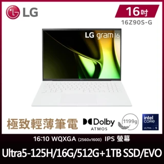【LG 樂金】特仕版 16吋Ultra5 EVO輕薄AI筆電(16Z90S-G.AA54C2/Ultra5-125H/16G/512G+1TB SSD/W11)