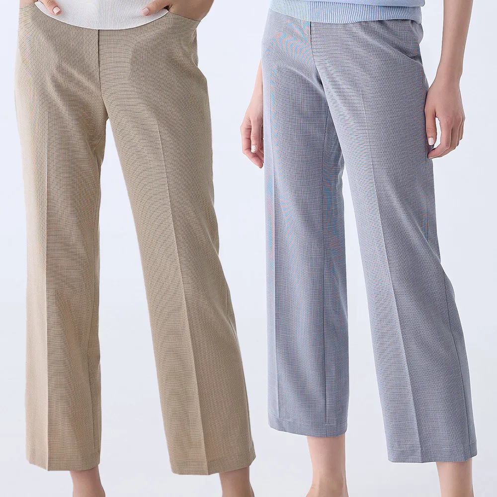 【ILEY 伊蕾】簡約細緻花紗紋西裝褲(兩色；M-XL；1242026547)