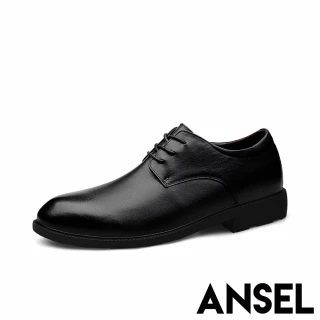 【ANSEL】真皮質感內增高時尚溫雅紳士鞋-男鞋(黑)