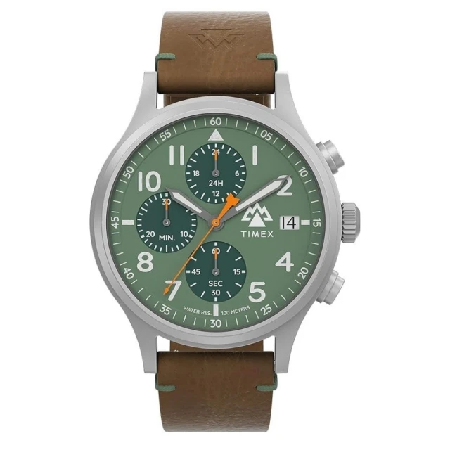 TIMEXTIMEX 天美時 遠征系列 42毫米三眼計時戶外手錶 草綠x棕 TXTW2W16400