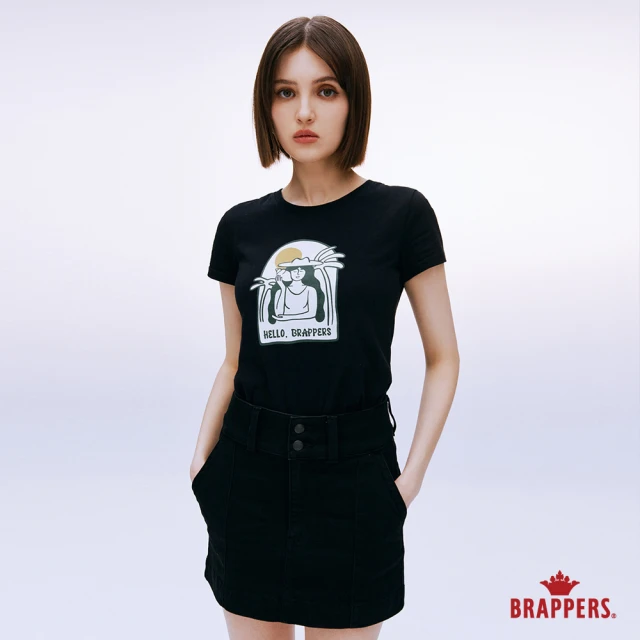 BRAPPERS 女款 海螺少女印花T恤(黑)