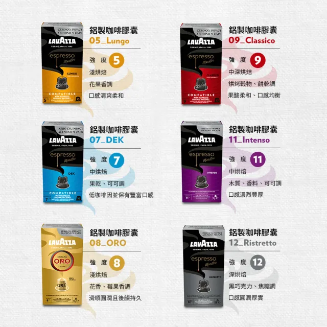 即期品【LAVAZZA】鋁製咖啡膠囊任選3盒組(5.5gX10入/盒;適用Nespresso膠囊咖啡機)