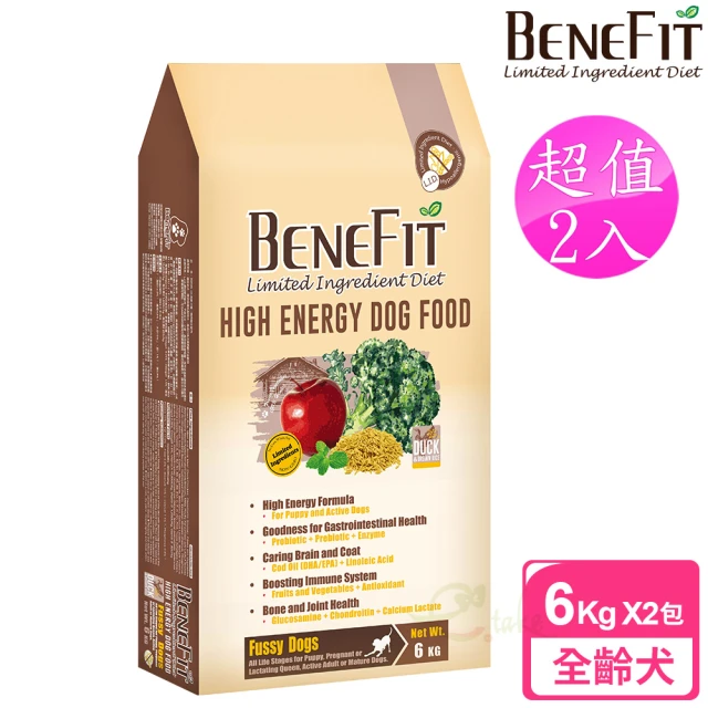 BENEFIT 斑尼菲 2包超值組 高能犬 6kg 鴨肉糙米配方(全齡犬 狗飼料 寵物飼料)