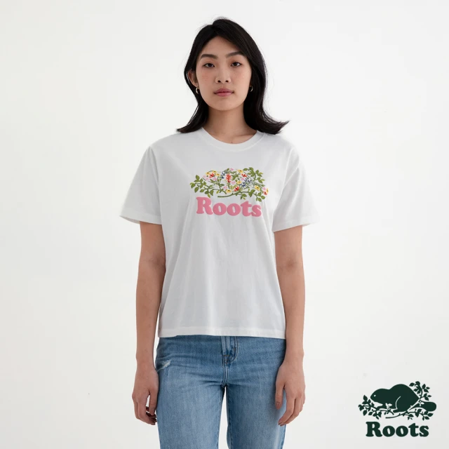 Roots Roots 女裝- COOPER FLORAL寬版短袖T恤(白色)