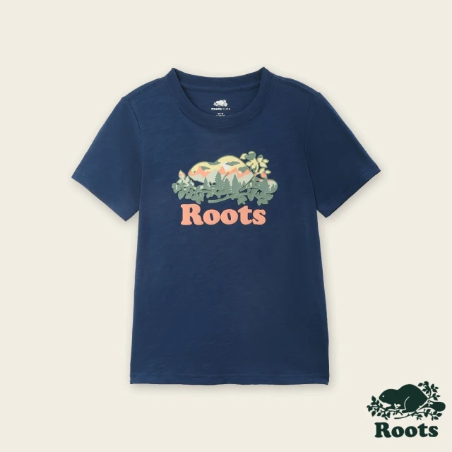Roots Roots 大童- OUTDOOR ROOTS短袖T恤(藍色)