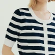 【OUWEY 歐薇】海軍風條紋縲縈針織外套(深藍色；S-L；3242195202)