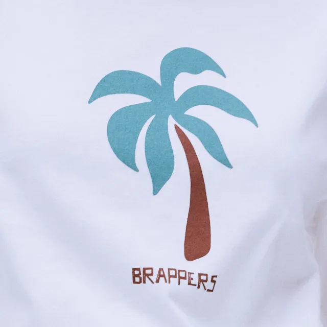 【BRAPPERS】女款 椰子樹印花短版寬T(白)