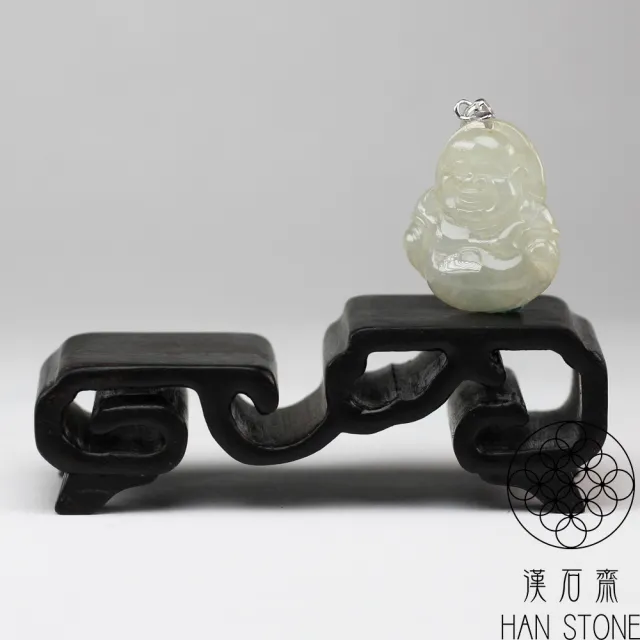 【漢石齋】天然翡翠A貨 小彌勒佛玉佩吊墜 冰糯種(21*24*4.5mm以上)