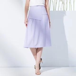 【MYVEGA 麥雪爾】MA不對稱抓皺彈性後腰頭八分裙-淺紫(2024春夏新品)