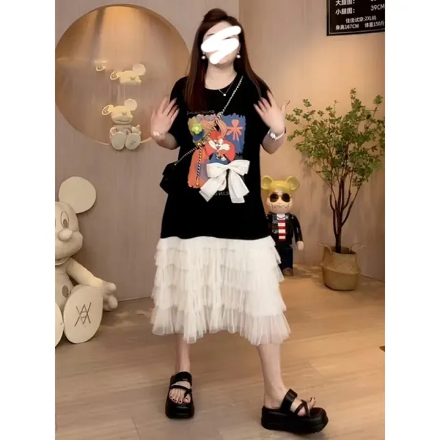 【巴黎精品】現貨+預購 女長洋裝寬鬆連身裙大尺碼長裙連衣裙A字裙休閒大碼女裝(蛋糕裙蝴蝶結女裙子a1eq27)