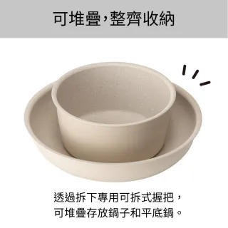 【NITORI 宜得利家居】輕量可拆式鍋具7件組 TORERU2 BE(可拆式 鍋 輕量 瓦斯 IH TORERU)