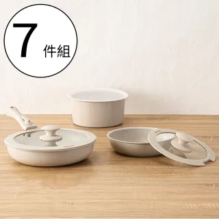 【NITORI 宜得利家居】輕量可拆式鍋具7件組 TORERU2 BE(可拆式 鍋 輕量 瓦斯 IH TORERU)