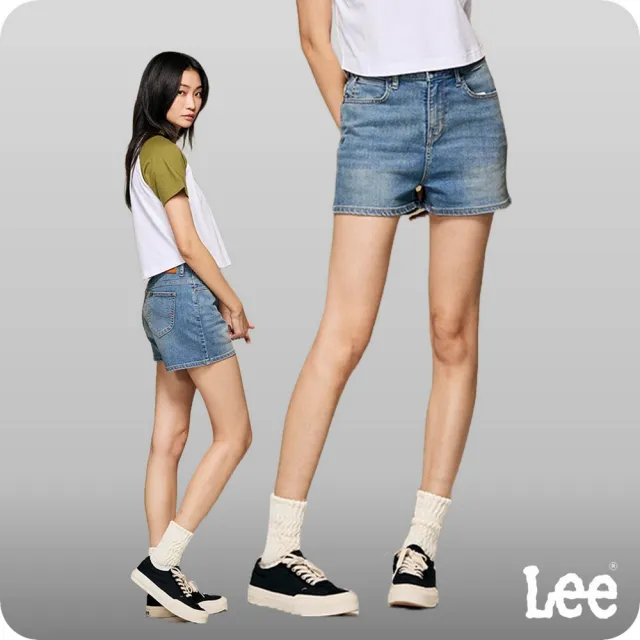 【Lee】女裝 牛仔短褲 / 刷白做舊 中藍洗水(LB422013050)