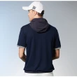 【Jack Nicklaus 金熊】GOLF男款吸濕排汗彈性抗UV連帽T-SHIRT(深藍色)