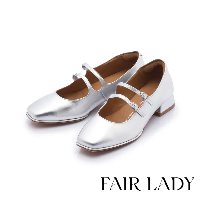 【FAIR LADY】小時光 文藝雙繞帶低跟瑪莉珍鞋(銀、6J2808)