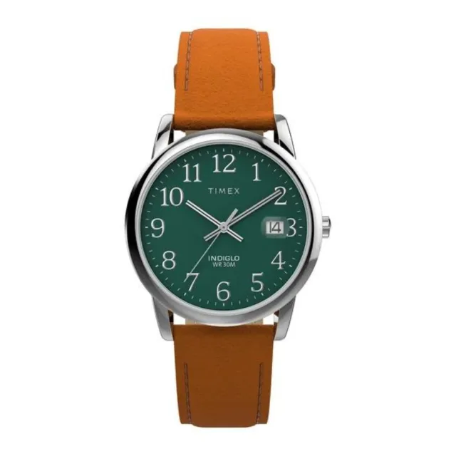【TIMEX】天美時 Easy Reader 35毫米大日期窗簡約手錶 綠x咖啡 TXTW2W54600