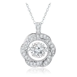 【King Star】一克拉 Dcolor 18K金 天然鑽石項鍊 花語靈動(3 Excellent極優 八心八箭)