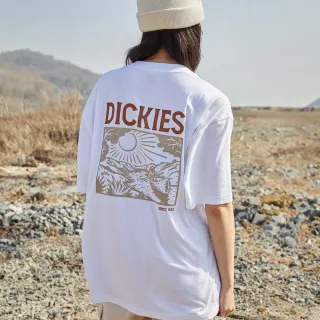 【Dickies】男女款白色純棉背面大圖案印花休閒短袖T恤｜DK012928WHX