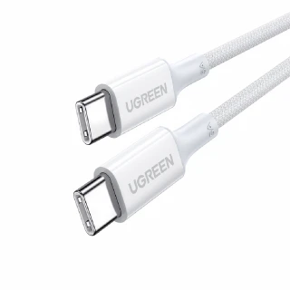 【綠聯】100W 雙USB-C 快充充電線/傳輸線 彩虹編織版 白色 1公尺