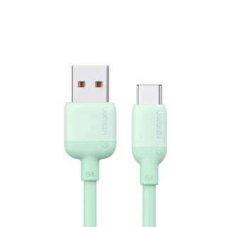 【綠聯】USB-A 2.0 to USB-C 充電線/傳輸線 彩虹快充版 薄荷綠1.5公尺