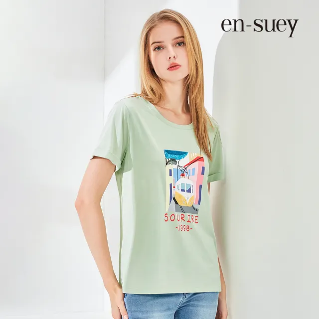 【en-suey 銀穗】繽紛圖案短袖T恤上衣－共四款