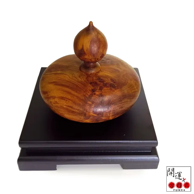 【開運方程式】梢楠聚寶盆重油瘤花原皮可聞香14cm(附黑檀木底座)