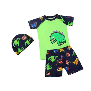 【JoyNa】三件組 兒童泳裝 恐龍款兒童泳衣泳褲