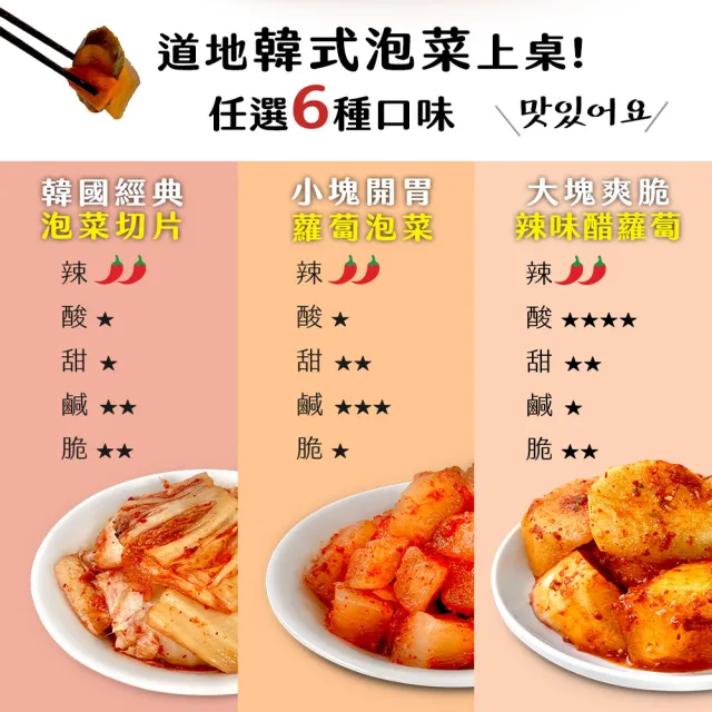 【韓味不二】韓味道泡菜 700gX2罐 口味任選(泡菜切片/柚香蘿蔔/含運組)