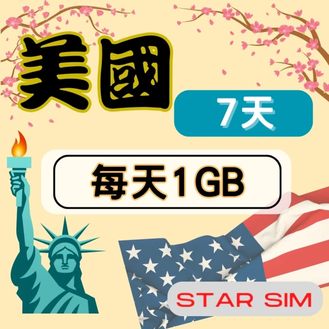 星光卡 STAR SIM 美國上網卡7天 每天1GB 高速流量吃到飽(旅遊上網卡 美國 網卡 美國網路)