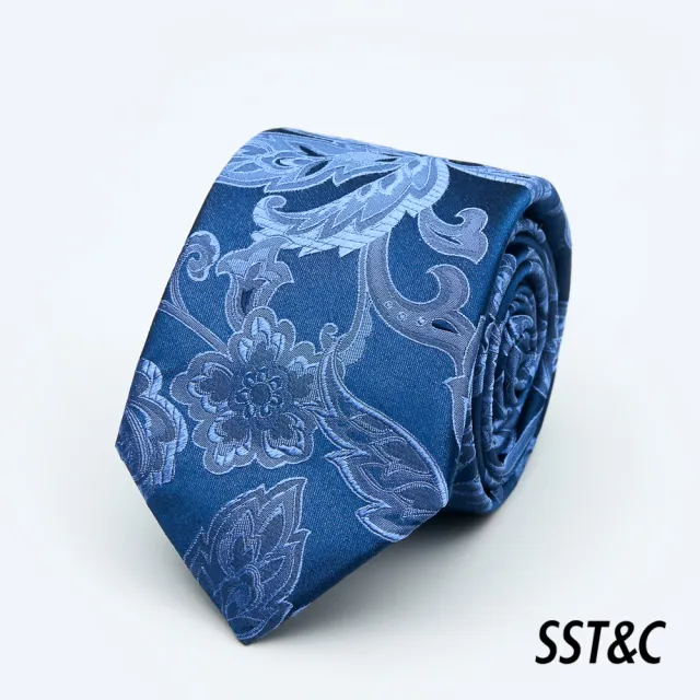 【SST&C 換季７５折】藍色花卉窄版領帶1912403017