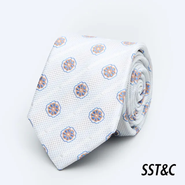 【SST&C 換季７５折】白色小花窄版領帶1912403011