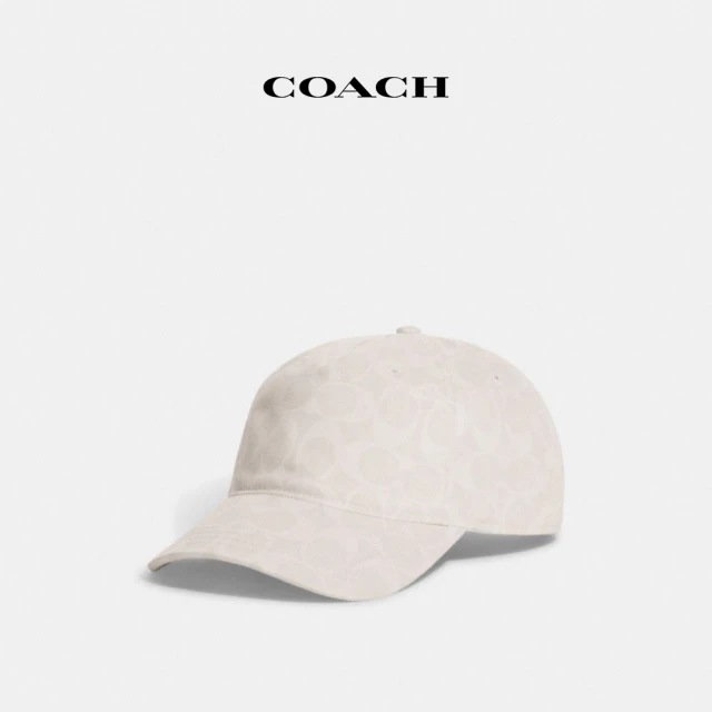 COACH 官方直營經典Logo丹寧棒球帽-粉筆白色(CH404)