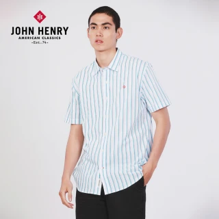 【JOHN HENRY】純棉休閒直條襯衫-白色