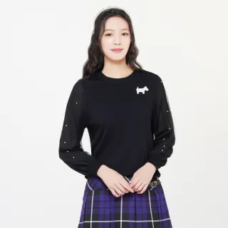 【SCOTTISH HOUSE】圓領珍珠 網紗袖針織-黑/白 CHT11435