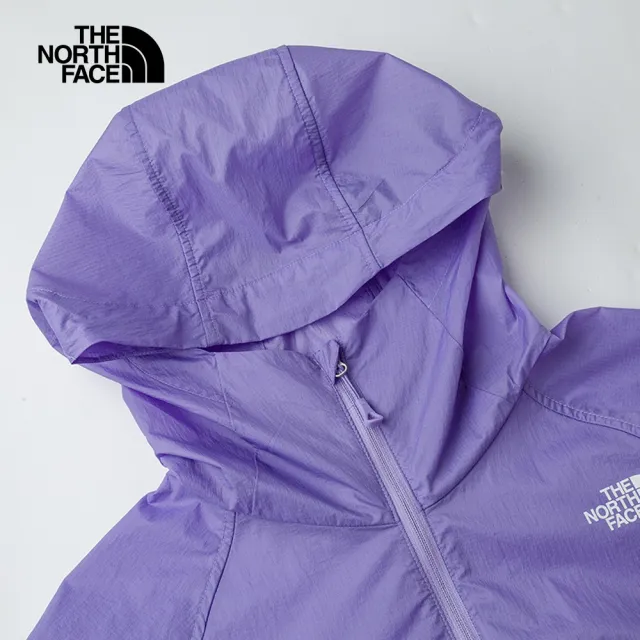 【The North Face 官方旗艦】北面女款紫色防潑水舒適透氣可打包連帽防風外套｜87VRPJO