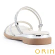 【ORIN】氣質細緻鑽條平底涼拖鞋(白色)