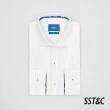 【SST&C 新品９折】舒適純棉 藍棕條紋修身版襯衫0312404010