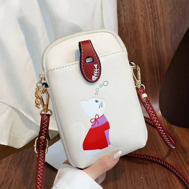 【巴黎精品】手機包皮革側背包肩背包隨身女包包帆布包手提包(貓咪斜背多用途5色a1ev26)