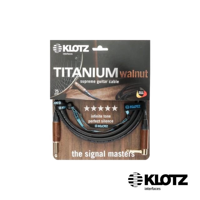 KLOTZ TITANIUM 吉他導線 6米 核桃木 6.3mm-L頭(公司貨)